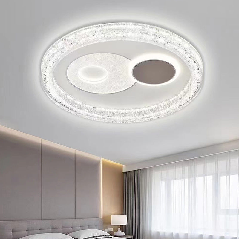 Modern Eclectic Round Iron PE LED Flush Mount Ceiling Light For Bedroom