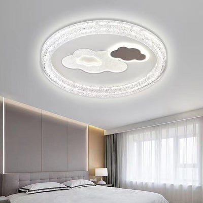 Modern Eclectic Round Iron PE LED Flush Mount Ceiling Light For Bedroom