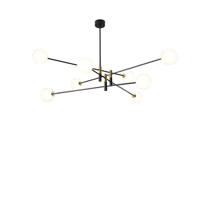 Contemporary Scandinavian Magic Bean Branch Orb Glass Iron 4/6/8 Light Chandelier For Living Room