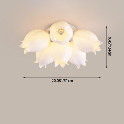 Modern Art Deco Orchid Flower Acrylic Iron LED Flush Mount Ceiling Light For Bedroom