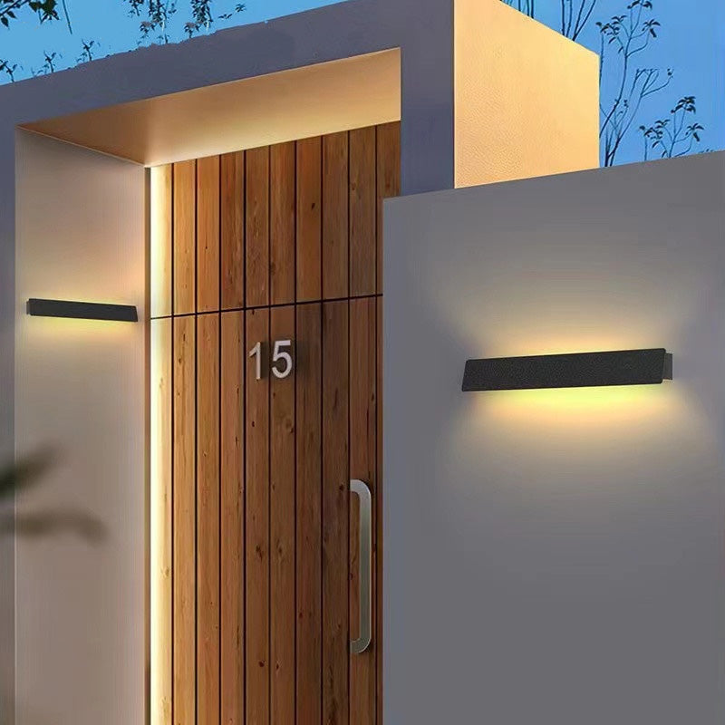 Modern Minimalist Solar Rectangle Aluminum LED Wall Sconce Lamp For Garden