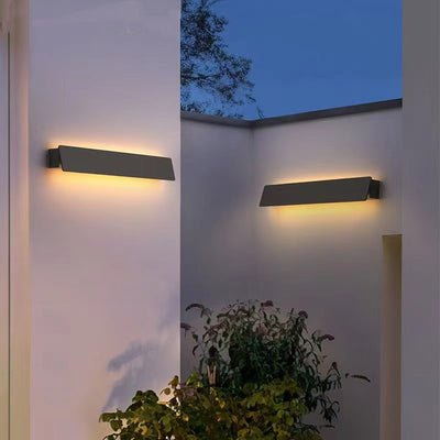 Modern Minimalist Solar Rectangle Aluminum LED Wall Sconce Lamp For Garden