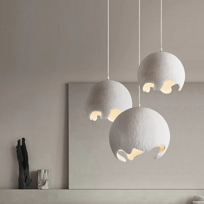 Contemporary Industrial Odd Ball Round Resin 1-Light Pendant Light For Bedroom