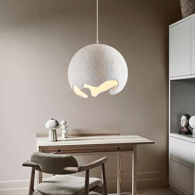 Contemporary Industrial Odd Ball Round Resin 1-Light Pendant Light For Bedroom