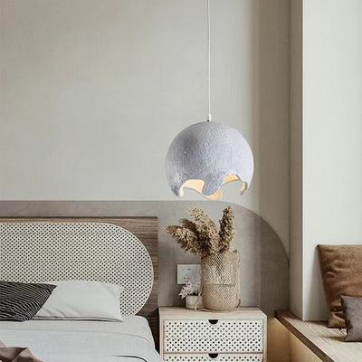 Contemporary Industrial Odd Ball Round Resin 1-Light Pendant Light For Bedroom