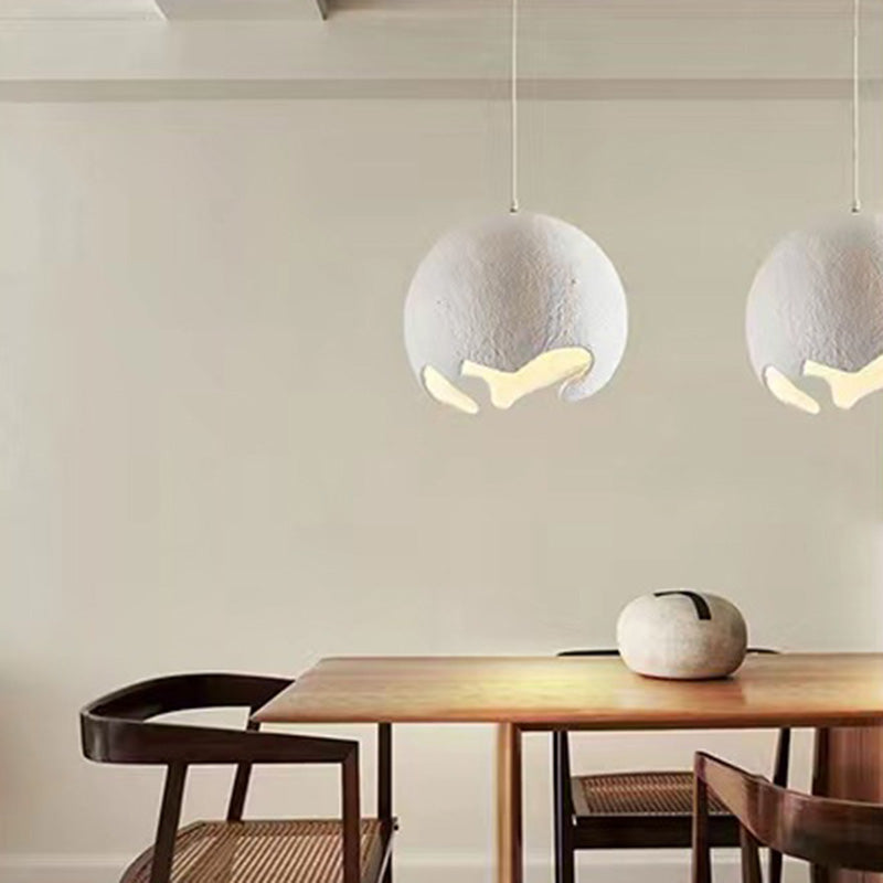 Contemporary Industrial Odd Ball Round Resin 1-Light Pendant Light For Bedroom