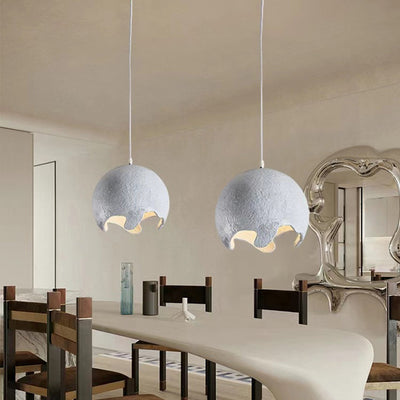 Contemporary Industrial Odd Ball Round Resin 1-Light Pendant Light For Bedroom