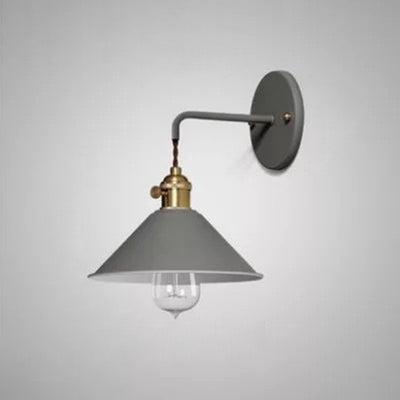 Contemporary Scandinavian Conical Round Iron 1-Light Wall Sconce Lamp For Living Room