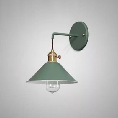 Contemporary Scandinavian Conical Round Iron 1-Light Wall Sconce Lamp For Living Room