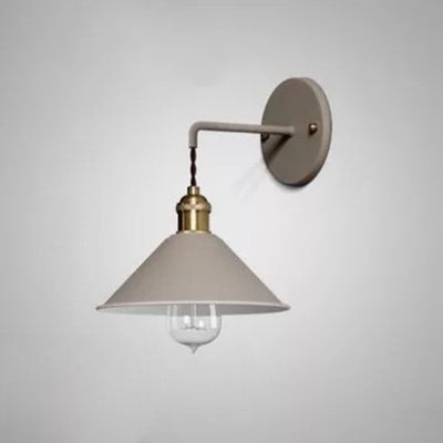 Contemporary Scandinavian Conical Round Iron 1-Light Wall Sconce Lamp For Living Room