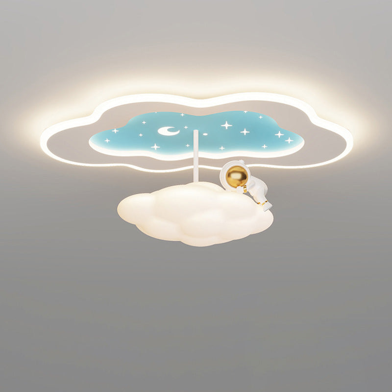 Modern Art Deco Space Land Butterfly Clouds Balloon PE Acrylic Iron LED Flush Mount Ceiling Light For Bedroom