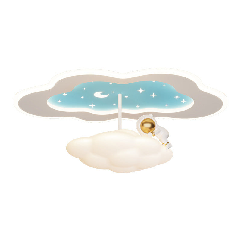 Modern Art Deco Space Land Butterfly Clouds Balloon PE Acrylic Iron LED Flush Mount Ceiling Light For Bedroom