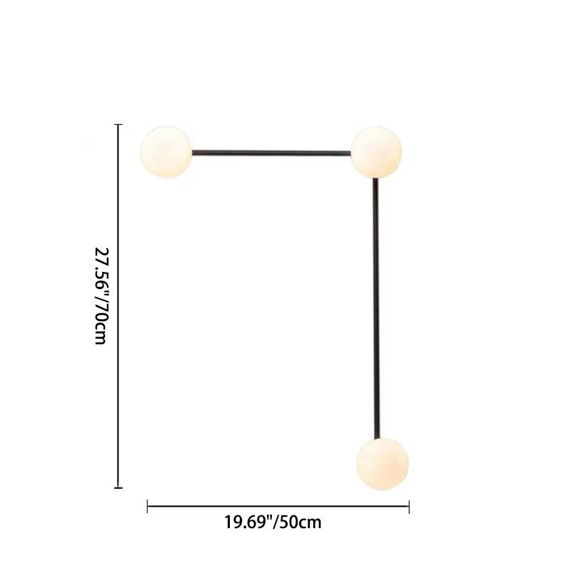 Modern Minimalist Right Angle Round Ball Glass Iron LED Wall Sconce Lamp For Living Room