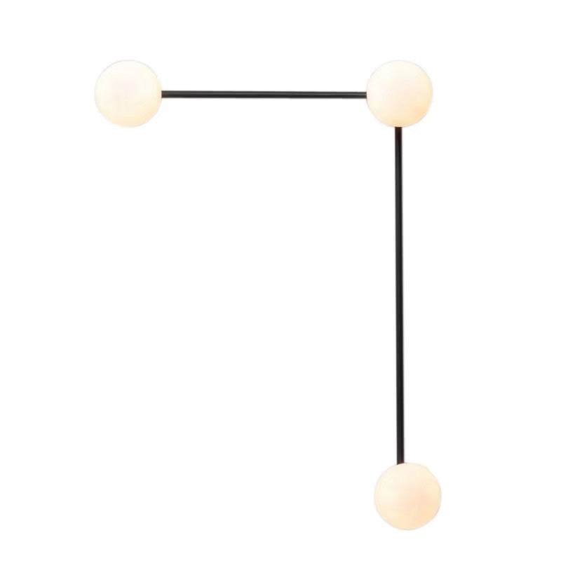 Modern Minimalist Right Angle Round Ball Glass Iron LED Wall Sconce Lamp For Living Room