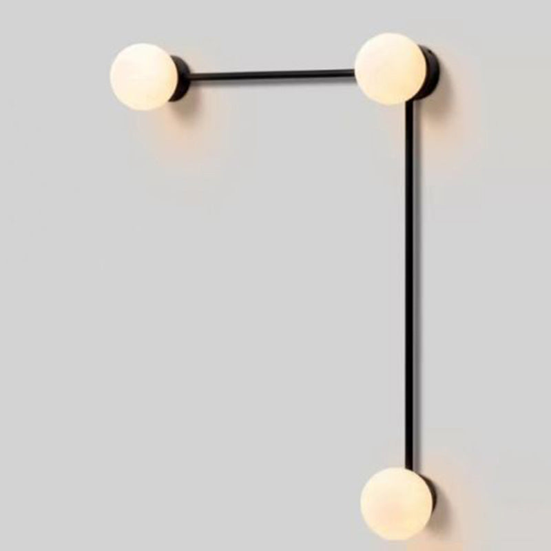 Modern Minimalist Right Angle Round Ball Glass Iron LED Wall Sconce Lamp For Living Room