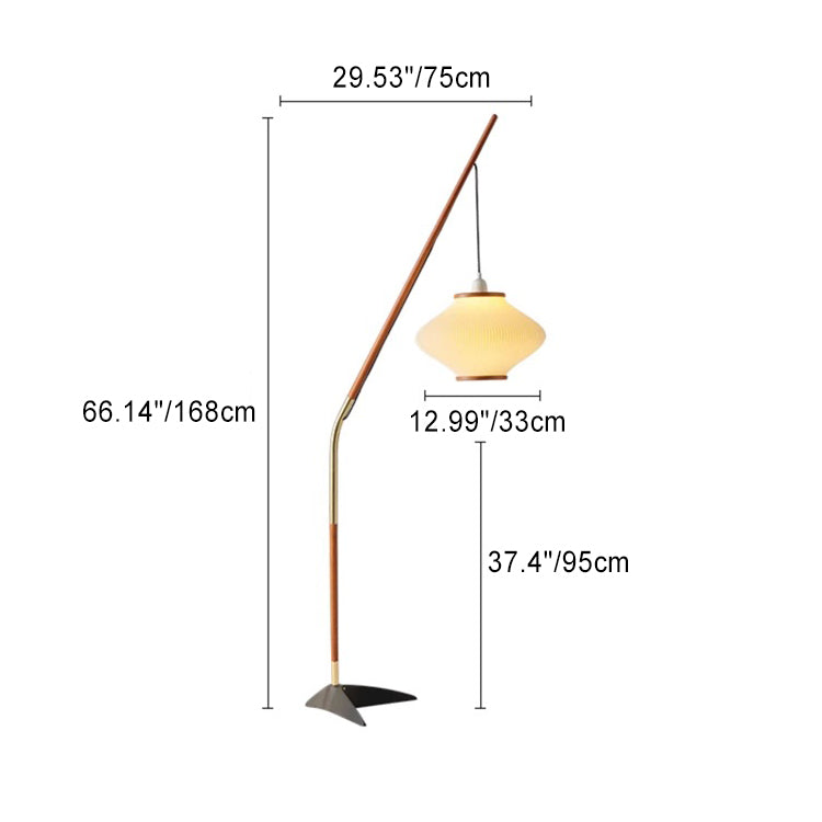 Traditional French Lantern Long Acrylic Ash Wood Iron 1-Light Standing Floor Lamp For Bedroom