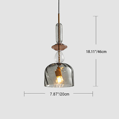 Contemporary Scandinavian Cylinder Round Disc Glass 1-Light Pendant Light For Living Room