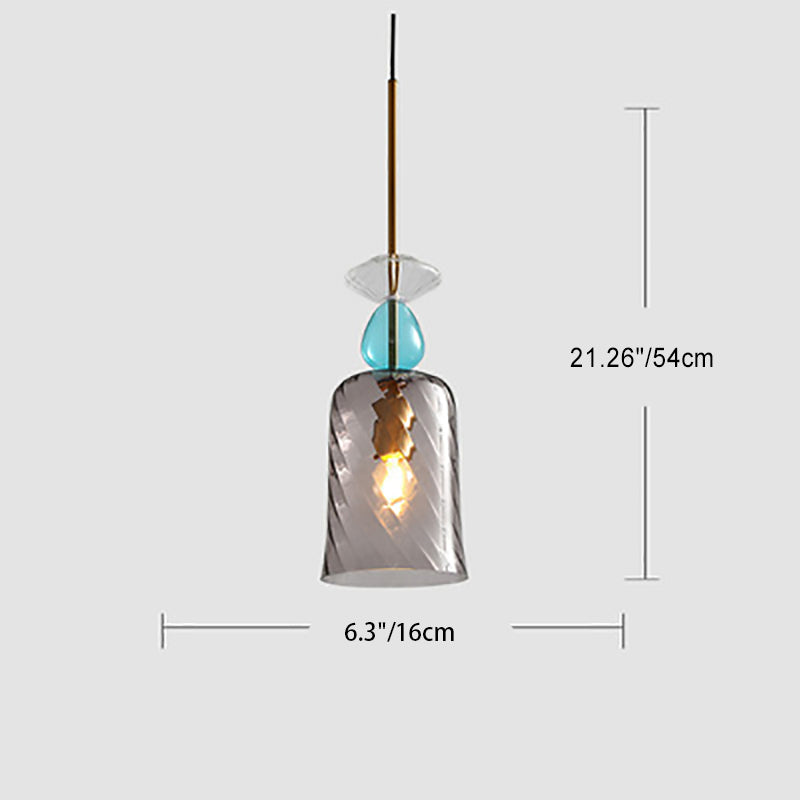 Contemporary Scandinavian Cylinder Round Disc Glass 1-Light Pendant Light For Living Room