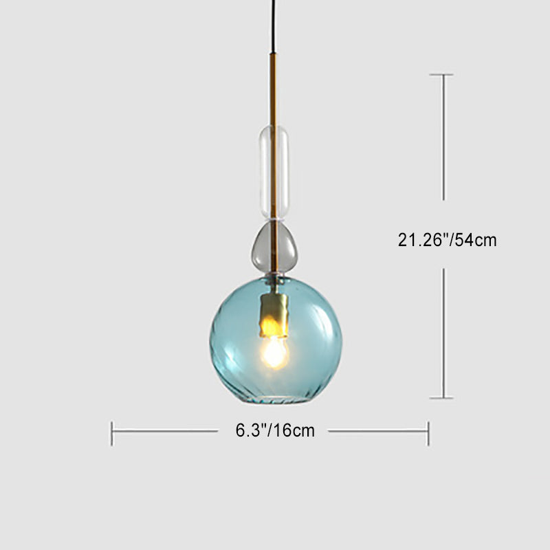 Contemporary Scandinavian Cylinder Round Disc Glass 1-Light Pendant Light For Living Room