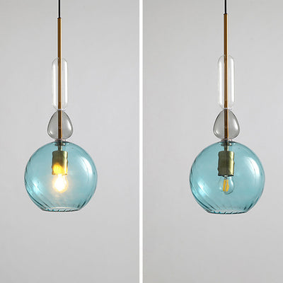 Contemporary Scandinavian Cylinder Round Disc Glass 1-Light Pendant Light For Living Room