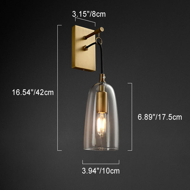 Modern Luxury Square Oval Glass Copper 1-Light Wall Sconce Lamp For Living Room