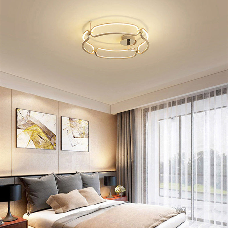 Modern Luxury Round Ring Aluminum LED Flush Mount Ceiling Light For Bedroom