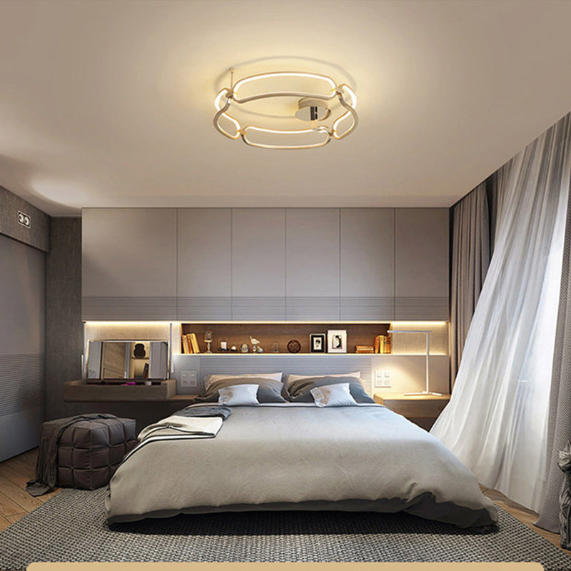 Modern Luxury Round Ring Aluminum LED Flush Mount Ceiling Light For Bedroom