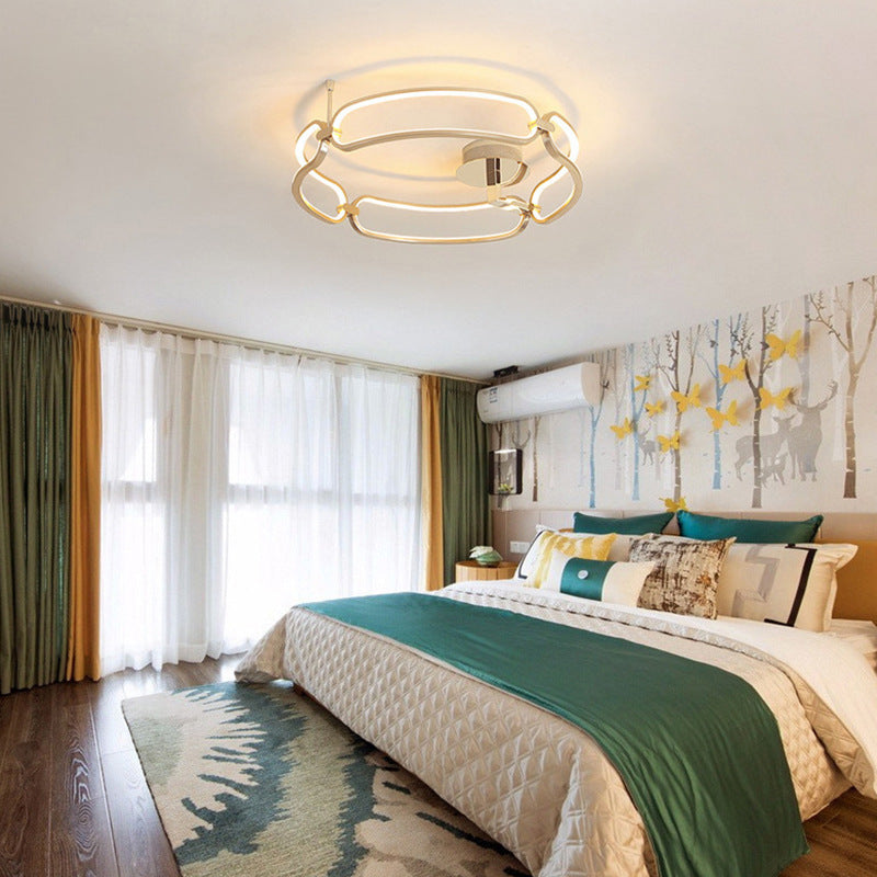 Modern Luxury Round Ring Aluminum LED Flush Mount Ceiling Light For Bedroom