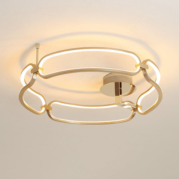 Modern Luxury Round Ring Aluminum LED Flush Mount Ceiling Light For Bedroom