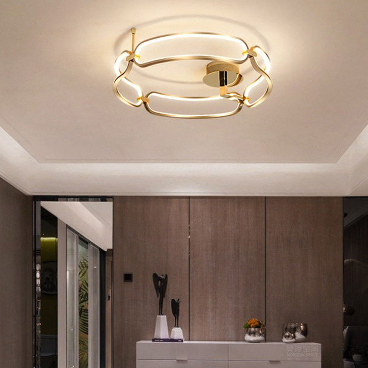 Modern Luxury Round Ring Aluminum LED Flush Mount Ceiling Light For Bedroom