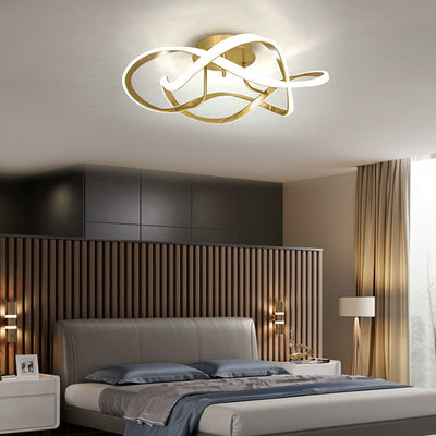 Contemporary Scandinavian Petal Line PVC Aluminum LED Semi-Flush Mount Ceiling Light For Living Room