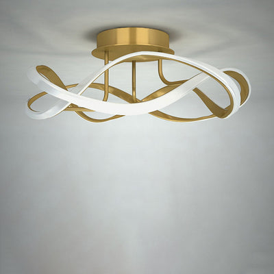 Contemporary Scandinavian Petal Line PVC Aluminum LED Semi-Flush Mount Ceiling Light For Living Room