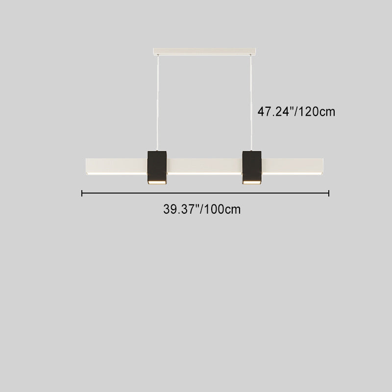 Modern Minimalist Long Rectangle Acrylic Iron LED Island Light Chandelier For Living Room