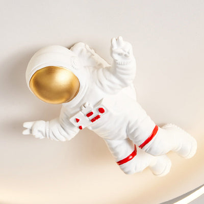 Modern Art Deco Astronaut Moon Round Cloud Silicone Aluminum Iron LED Flush Mount Ceiling Light For Bedroom