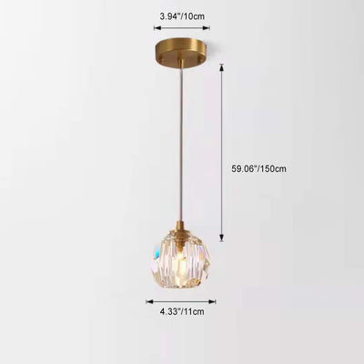 Modern Luxury Orb Crystal Iron 1-Light Pendant Light For Living Room