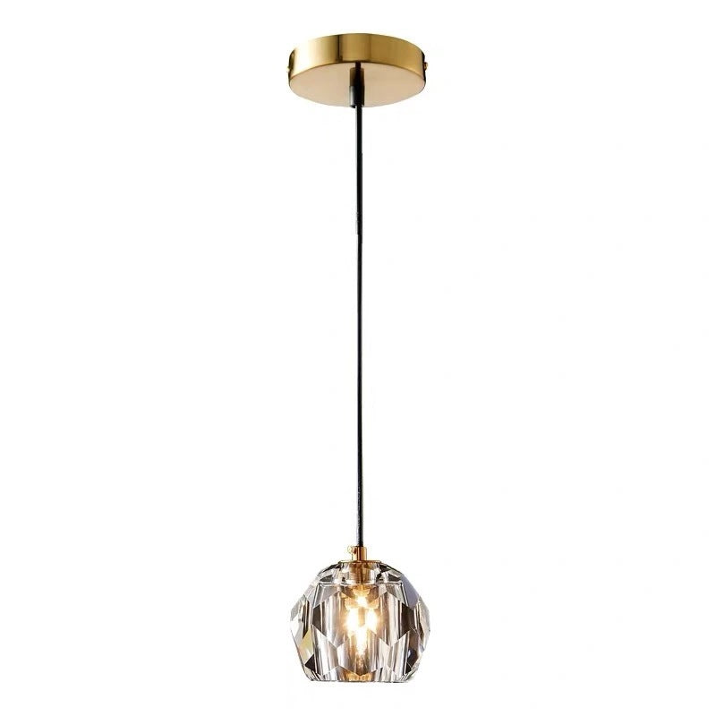 Modern Luxury Orb Crystal Iron 1-Light Pendant Light For Living Room