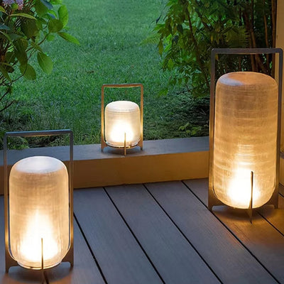 Traditional Chinese Lantern Round Solar Waterproof Glass Stainless Steel LED Outdoor Light For Garden