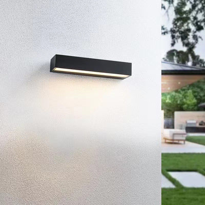 Modern Minimalist Rectangular Bar Waterproof Aluminum LED Wall Sconce Lamp For Garden