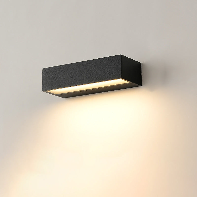 Modern Minimalist Rectangular Bar Waterproof Aluminum LED Wall Sconce Lamp For Garden