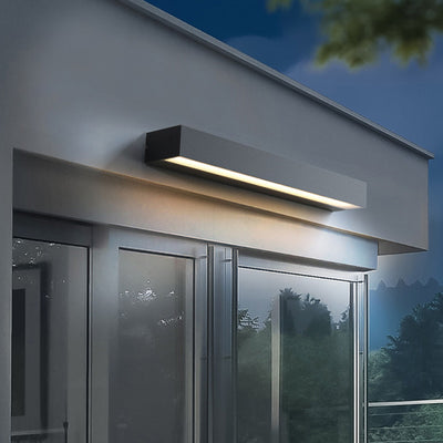 Modern Minimalist Rectangular Bar Waterproof Aluminum LED Wall Sconce Lamp For Garden