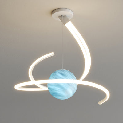 Modern Minimalist Branch Line Sphere Aluminum Iron Silicone Glass LED Chandelier For Living Room