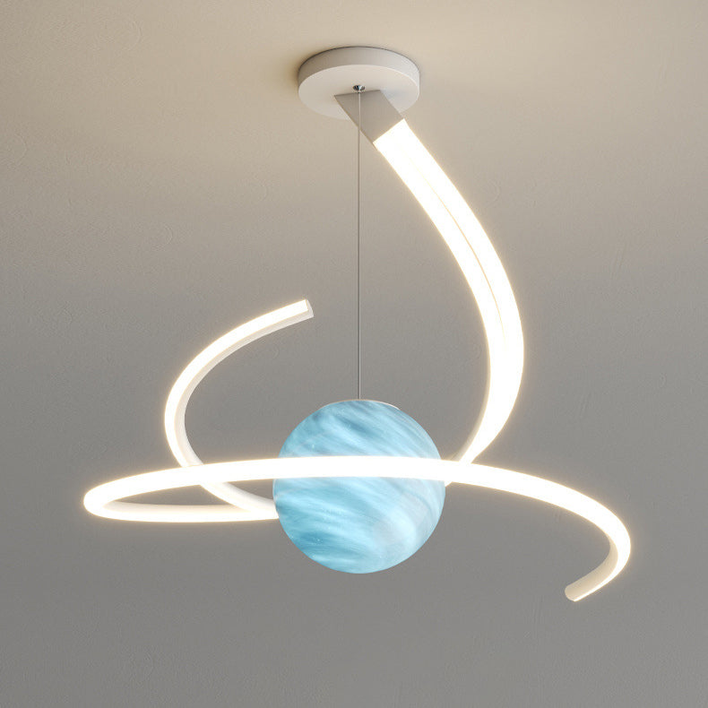 Modern Minimalist Branch Line Sphere Aluminum Iron Silicone Glass LED Chandelier For Living Room