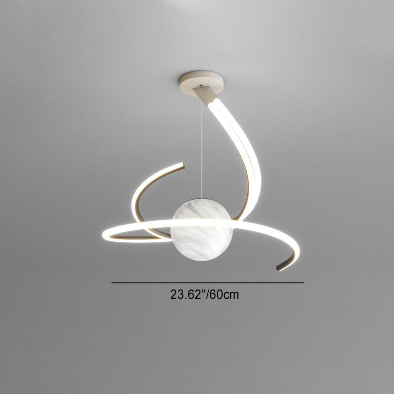 Modern Minimalist Branch Line Sphere Aluminum Iron Silicone Glass LED Chandelier For Living Room