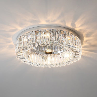 Modern Luxury Round Hollow Out Crystal Stainless Steel 6/8/12/16 Light Flush Mount Ceiling Light For Bedroom