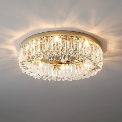 Modern Luxury Round Hollow Out Crystal Stainless Steel 6/8/12/16 Light Flush Mount Ceiling Light For Bedroom