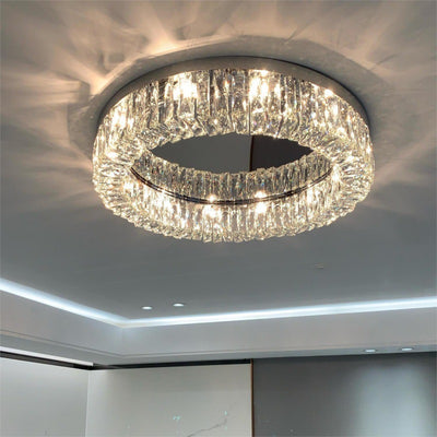 Modern Luxury Round Hollow Out Crystal Stainless Steel 6/8/12/16 Light Flush Mount Ceiling Light For Bedroom