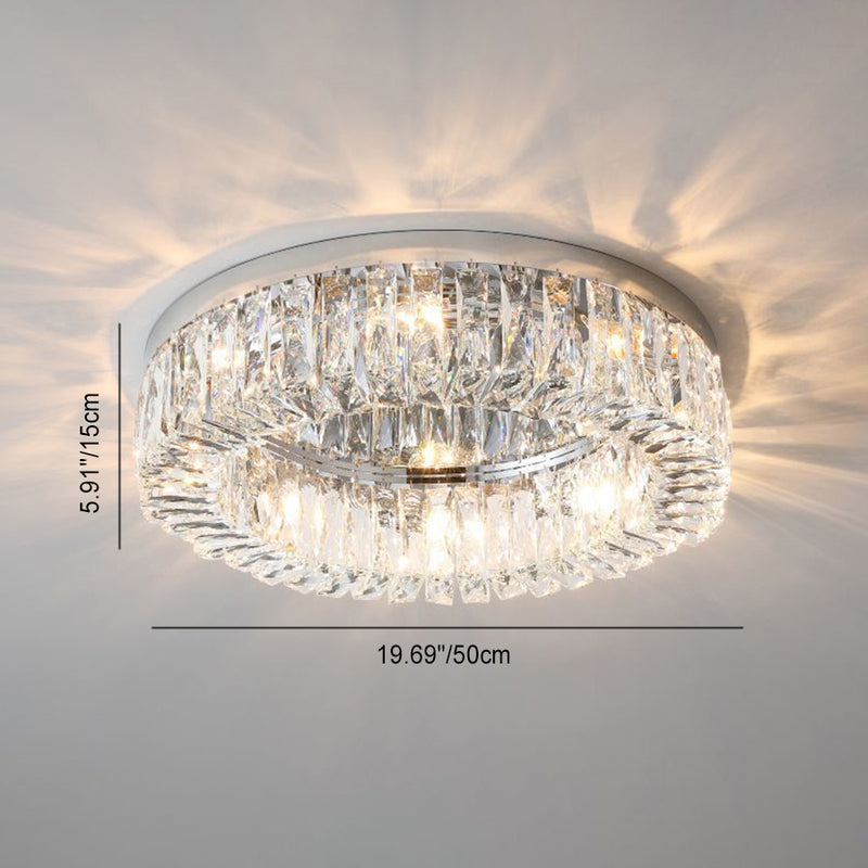 Modern Luxury Round Hollow Out Crystal Stainless Steel 6/8/12/16 Light Flush Mount Ceiling Light For Bedroom