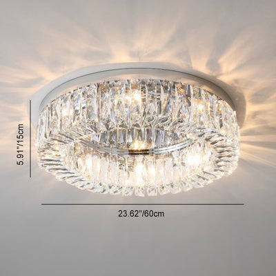 Modern Luxury Round Hollow Out Crystal Stainless Steel 6/8/12/16 Light Flush Mount Ceiling Light For Bedroom