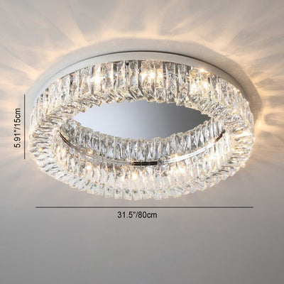 Modern Luxury Round Hollow Out Crystal Stainless Steel 6/8/12/16 Light Flush Mount Ceiling Light For Bedroom