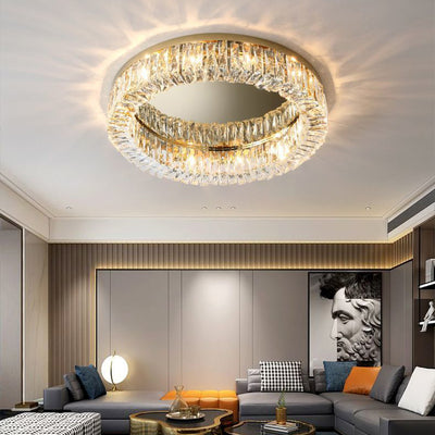 Modern Luxury Round Hollow Out Crystal Stainless Steel 6/8/12/16 Light Flush Mount Ceiling Light For Bedroom